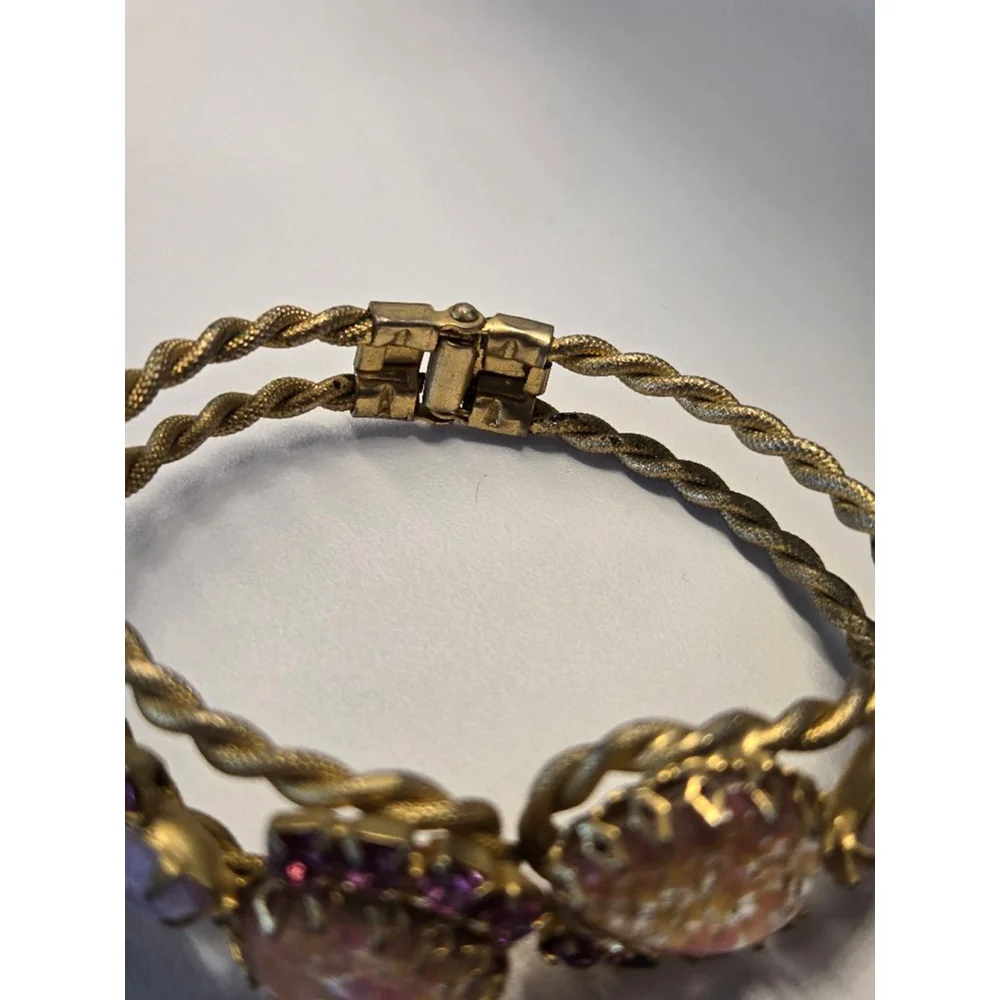 Vintage Women's Unbranded Bracelet, One Size, Gold, Pink and Purple